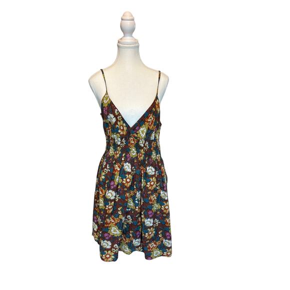 Shana | 100% Cotton Floral Spagetti Strap Smock Waist Dress | Large - Picture 1 of 14